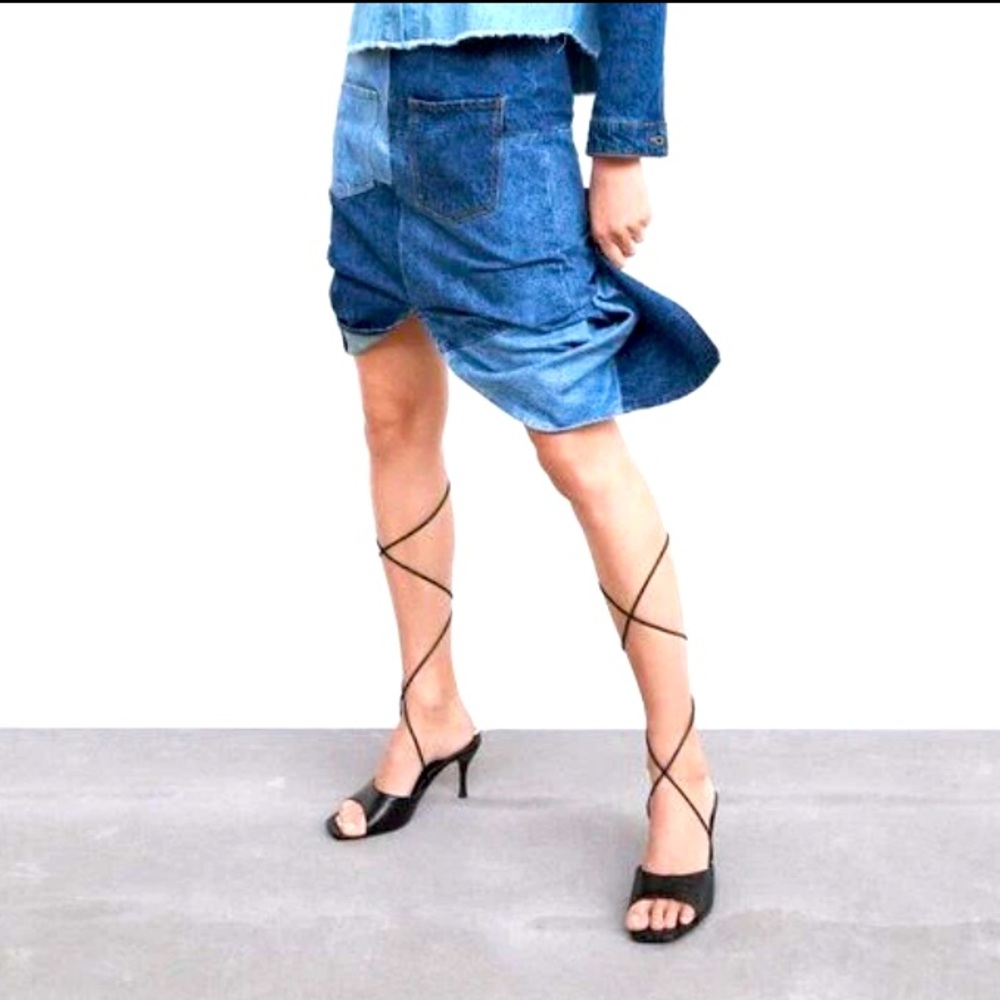 Zara Tie Sandals BLACK NWT
